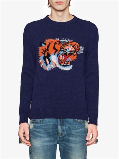 maglione gucci con tigre|Gucci Maglione in lana con intarsio tigre .